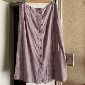 Madewell Button-Front Midi Skirt in Lilac Stripe